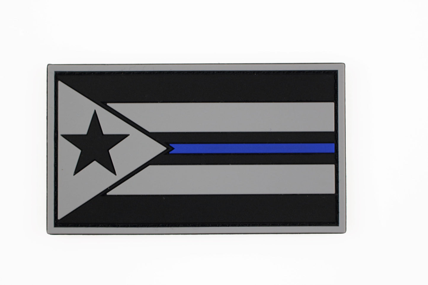 P.R. Flag Patch, Blue line, PVC, Hook
