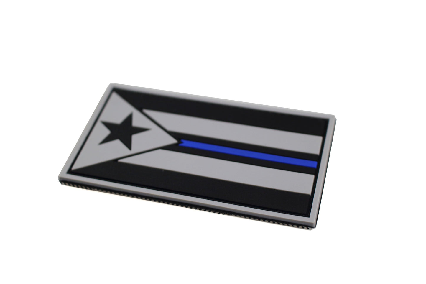 P.R. Flag Patch, Blue line, PVC, Hook