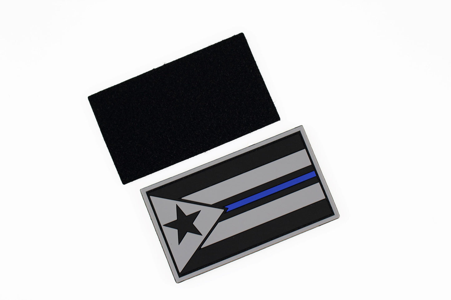 P.R. Flag Patch, Blue line, PVC, Hook